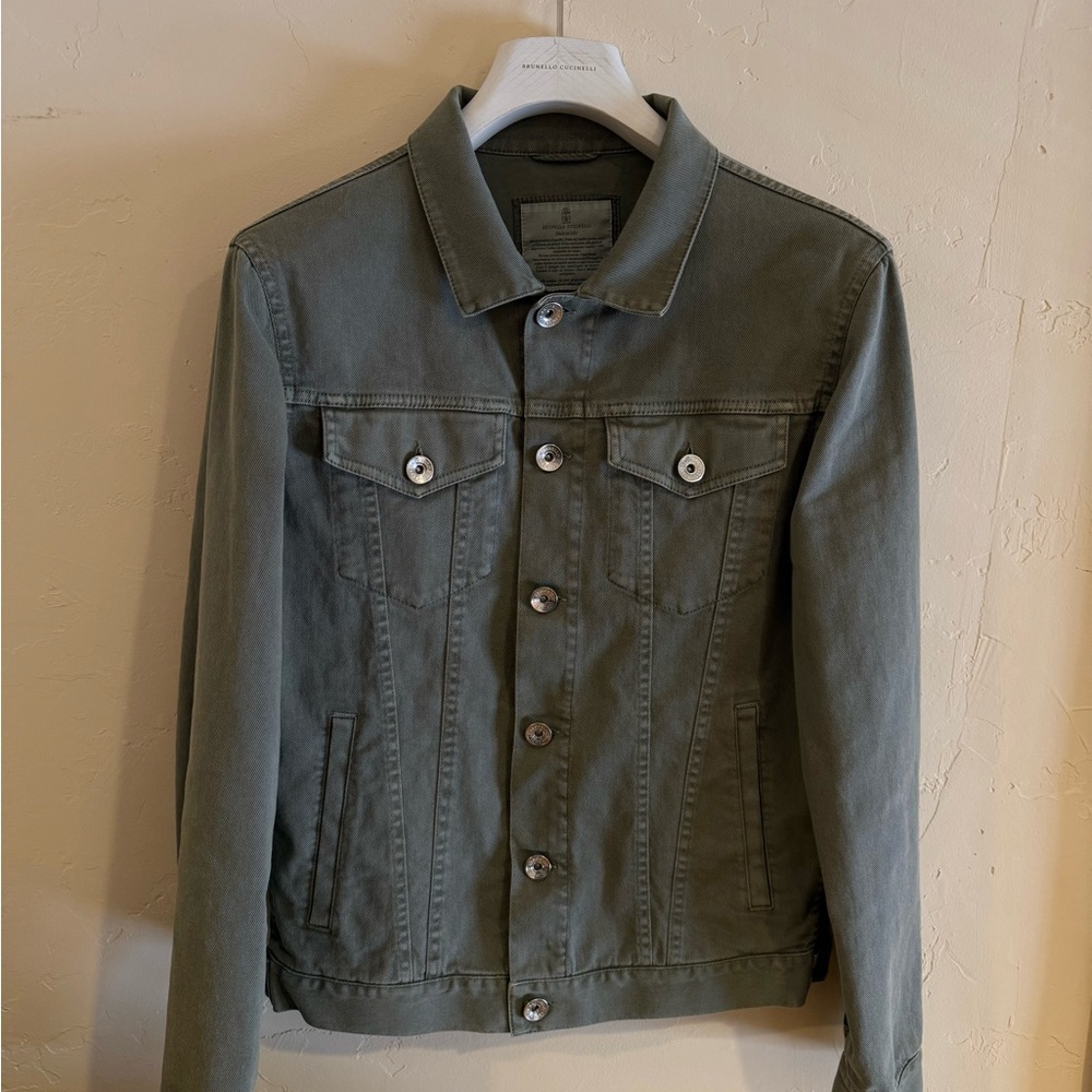 Men's Brunello Cucinelli Green Denim Jacket